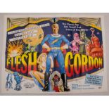 FLESH GORDON (1974) - UK Quad Film Poster - First Release - Uncensored version - Sam Peffer