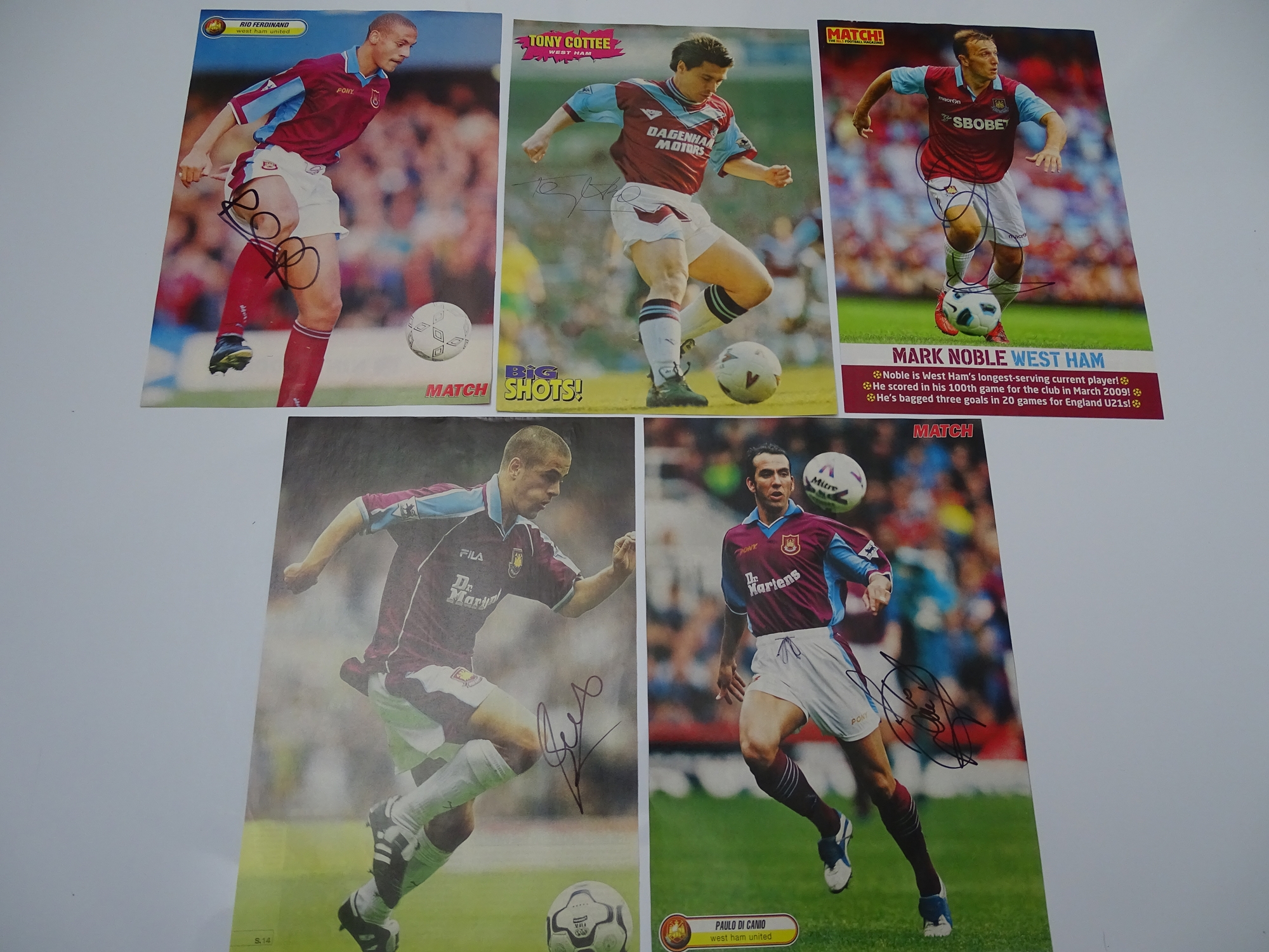 AUTOGRAPHS: 1990S/2000S FOOTBALLERS - WEST HAM FOOTBALL CLUB: A selection of 5 autographed