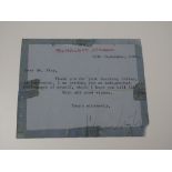 AUTOGRAPH: A signed memo slip - VIVIEN LEIGH - September 1959 - Comes with an Excalibur Auctions