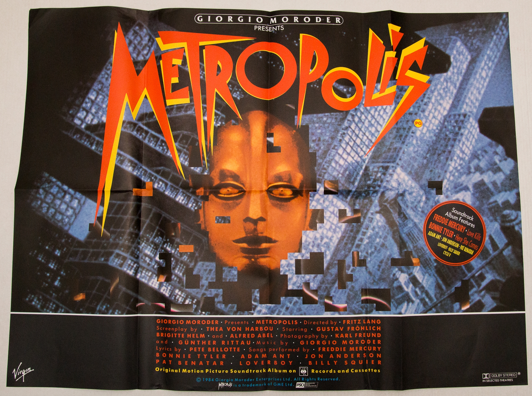 METROPOLIS (1984 Release) - UK Quad Film Poster - Giorgio Moroder re-release - 30" x 40" (76 x 101.5