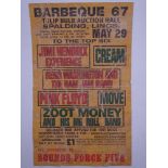JIMI HENDRIX, PINK FLOYD, CREAM & Others BARBEQUE 67 Concert Poster (1967) - "BARBEQUE 67" organised