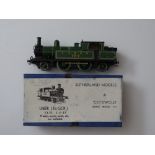 OO GAUGE MODEL RAILWAYS: A kit built white metal and brass steam locomotive by SUTHERLAND MODELS