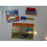 VINTAGE TOYS: A group of TRI-ANG MINIX to include a sealed car, an unboxed caravan and boat