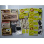OO GAUGE MODEL RAILWAYS: A group of building, accessories and signal kits by RATIO - contents
