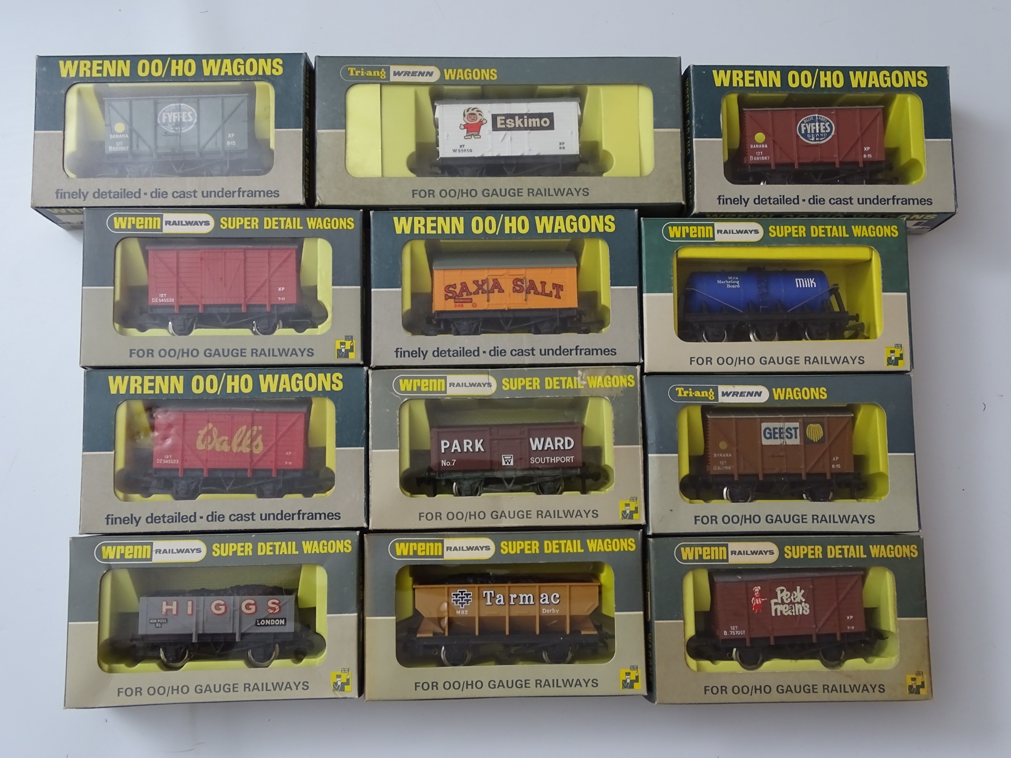 OO GAUGE MODEL RAILWAYS: A mixed group of WRENN wagons as lotted - VG/E in G/VG boxes (12) #22