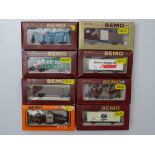 HOm GAUGE MODEL RAILWAYS: A group of BEMO HOm mixed wagons in various liveries - G/VG in G boxes (