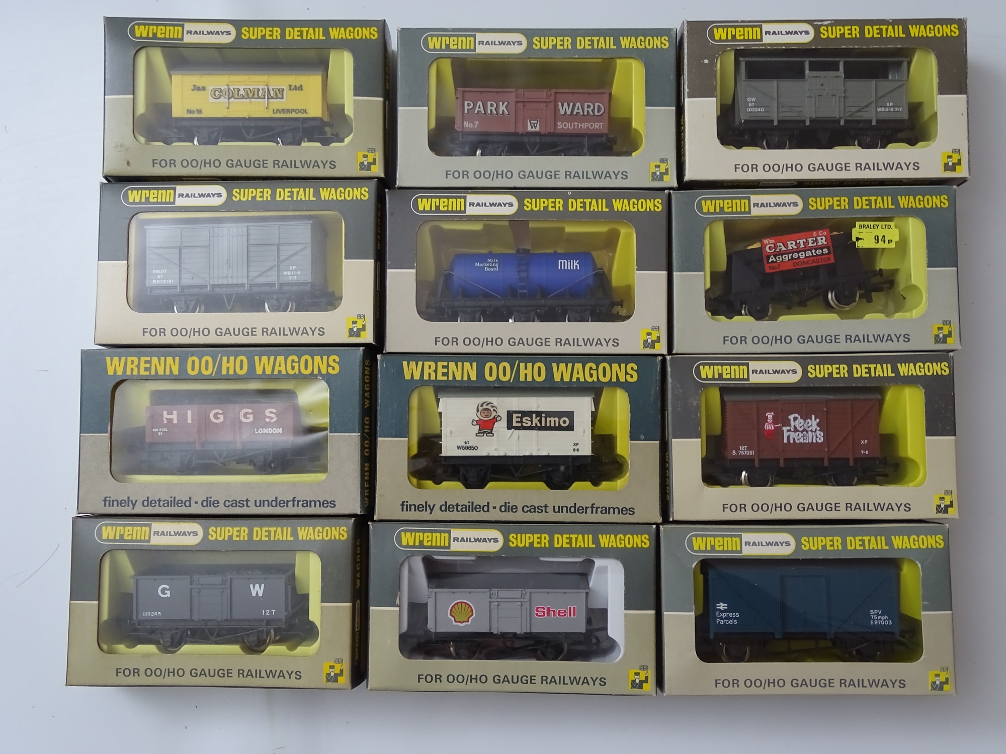 OO GAUGE MODEL RAILWAYS: A mixed group of WRENN wagons as lotted - VG/E in G/VG boxes (12) #24