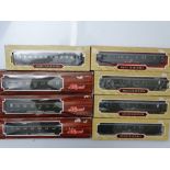 HO GAUGE MODEL RAILWAYS: A group of LILIPUT German Outline coaches in DB green livery - G/VG in G