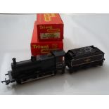 OO GAUGE MODEL RAILWAYS: A TRI-ANG R251 and R33 Class 3F steam locomotive and tender in BR black