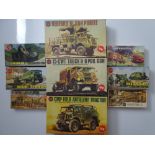 VINTAGE TOYS: A group of unbuilt AIRFIX 1:76 and 1:35 scale military vehicle plastic kits - contents