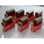 OO GAUGE MODEL RAILWAYS: A group of HORNBY DUBLO vans comprising 3 x 4301 banana van, 2 x 4325