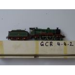 OO GAUGE MODEL RAILWAYS: A kit built white metal and brass GCR Class 8B steam locomotive in GCR