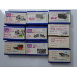 OO GAUGE MODEL RAILWAYS: A group of unbuilt white metal vehicle kits by W & T - contents unchecked