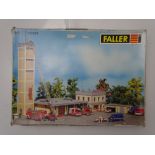 HO GAUGE MODEL RAILWAYS: A FALLER 130989 modern fire station with commander's building kit,