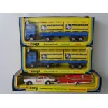 CORGI: A trio of cars and trucks - comprising a No 38 Powerboat Team Set and 2 x 1109 Michelin