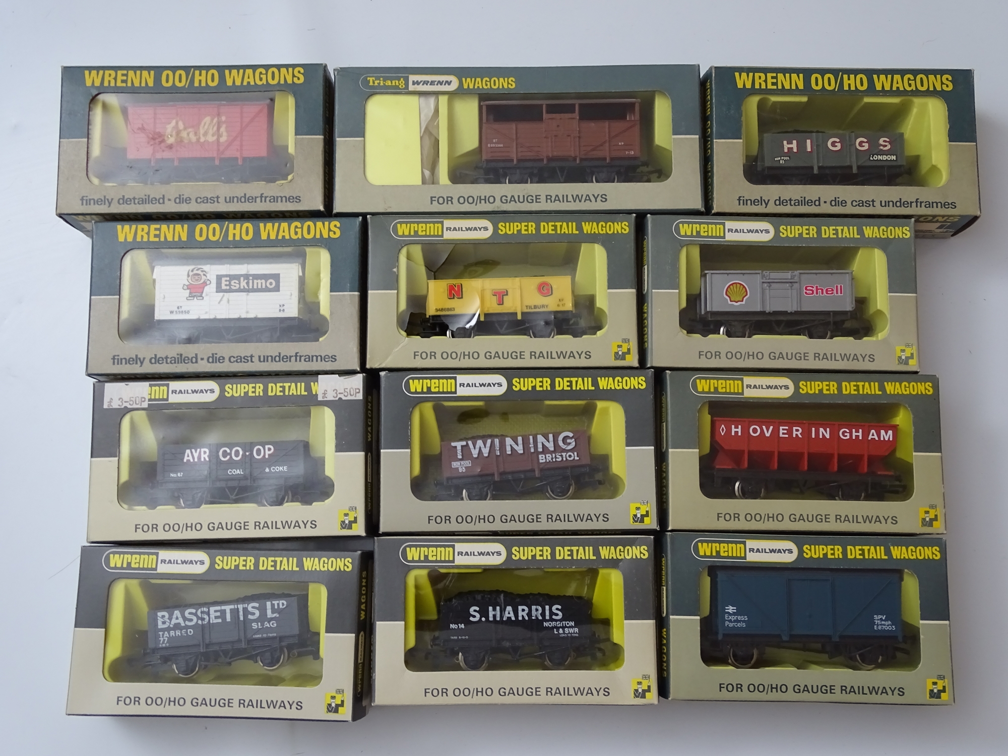 OO GAUGE MODEL RAILWAYS: A mixed group of WRENN wagons as lotted - VG/E in G/VG boxes (12) #20