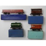 OO GAUGE MODEL RAILWAYS: A small group of rarer HORNBY DUBLO wagons to include a Power Ethyl tank