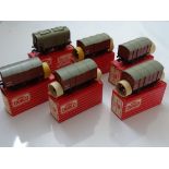 OO GAUGE MODEL RAILWAYS: A group of HORNBY DUBLO vans and wagon comprising: 5 x 4313 gunpowder van