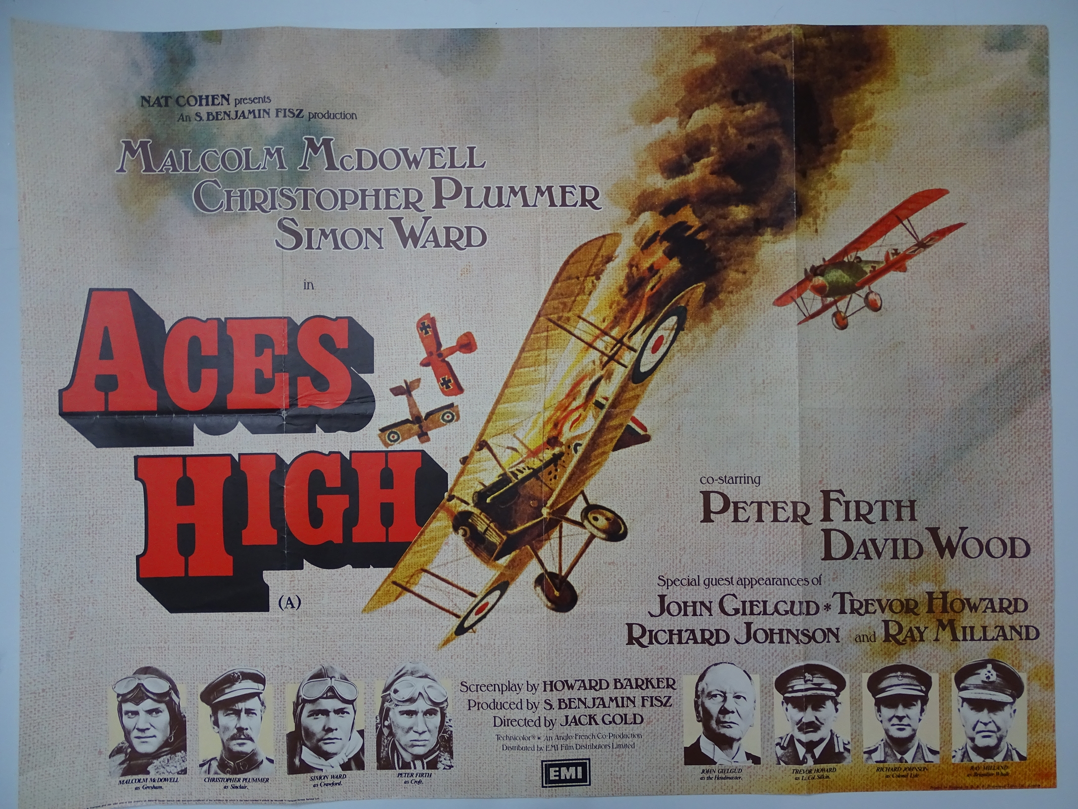 ACES HIGH (1976) UK Quad film poster 30" x 40" (76 x 101.5 cm) - Folded