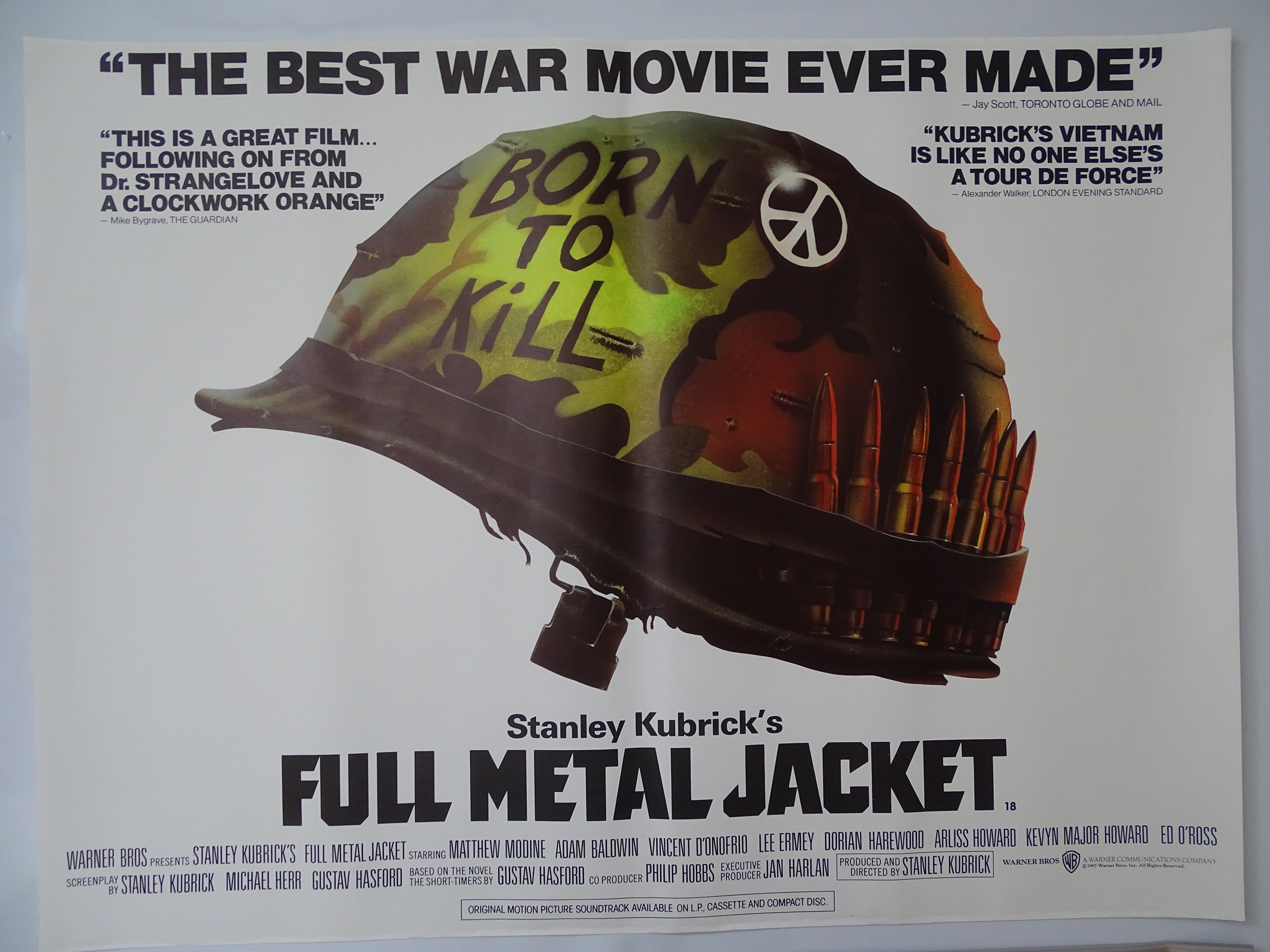 FULL METAL JACKET (1987) - STANLEY KUBRICK - British UK Quad film poster 30" x 40" (76 x 101.5 cm) -