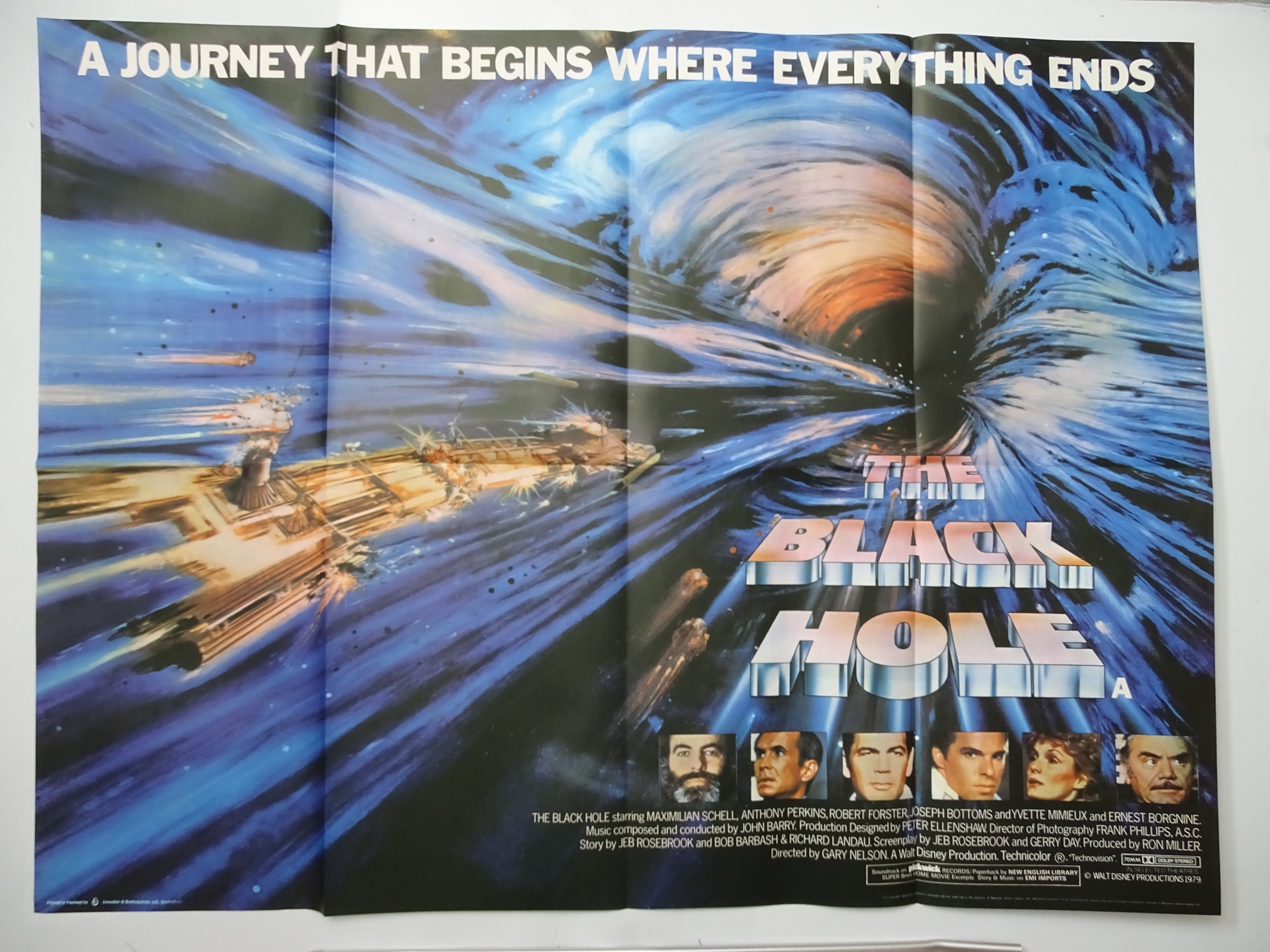 THE BLACK HOLE (1979) - British UK Quad - WALT DISNEY'S Star Wars inspired 'live action' space