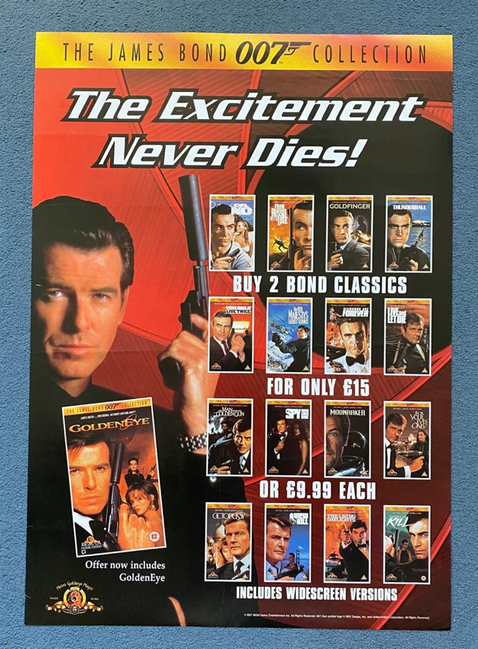 JAMES BOND: Three marketing posters: GOLDENEYE (1996) video poster, THE ...