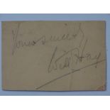 AUTOGRAPH: A signed small card album page - WILL HAY - comedian and actor - this has been