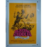 BLAZING SADDLES (1974) - International One Sheet movie poster - cast montage on orange