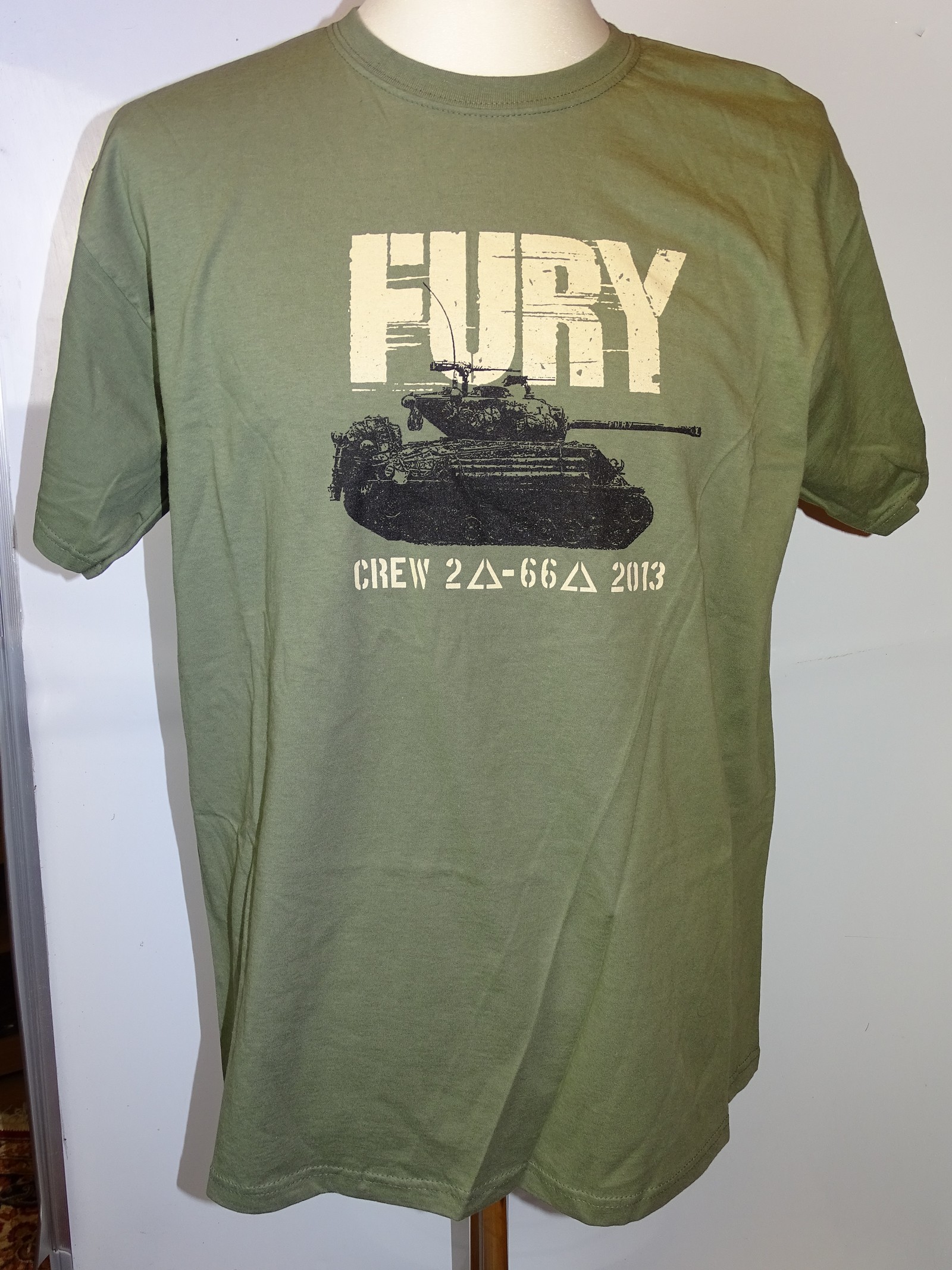 FURY (2014) - Film / Production Crew Issued Clothing to include: an XL khaki green Second Unit T-