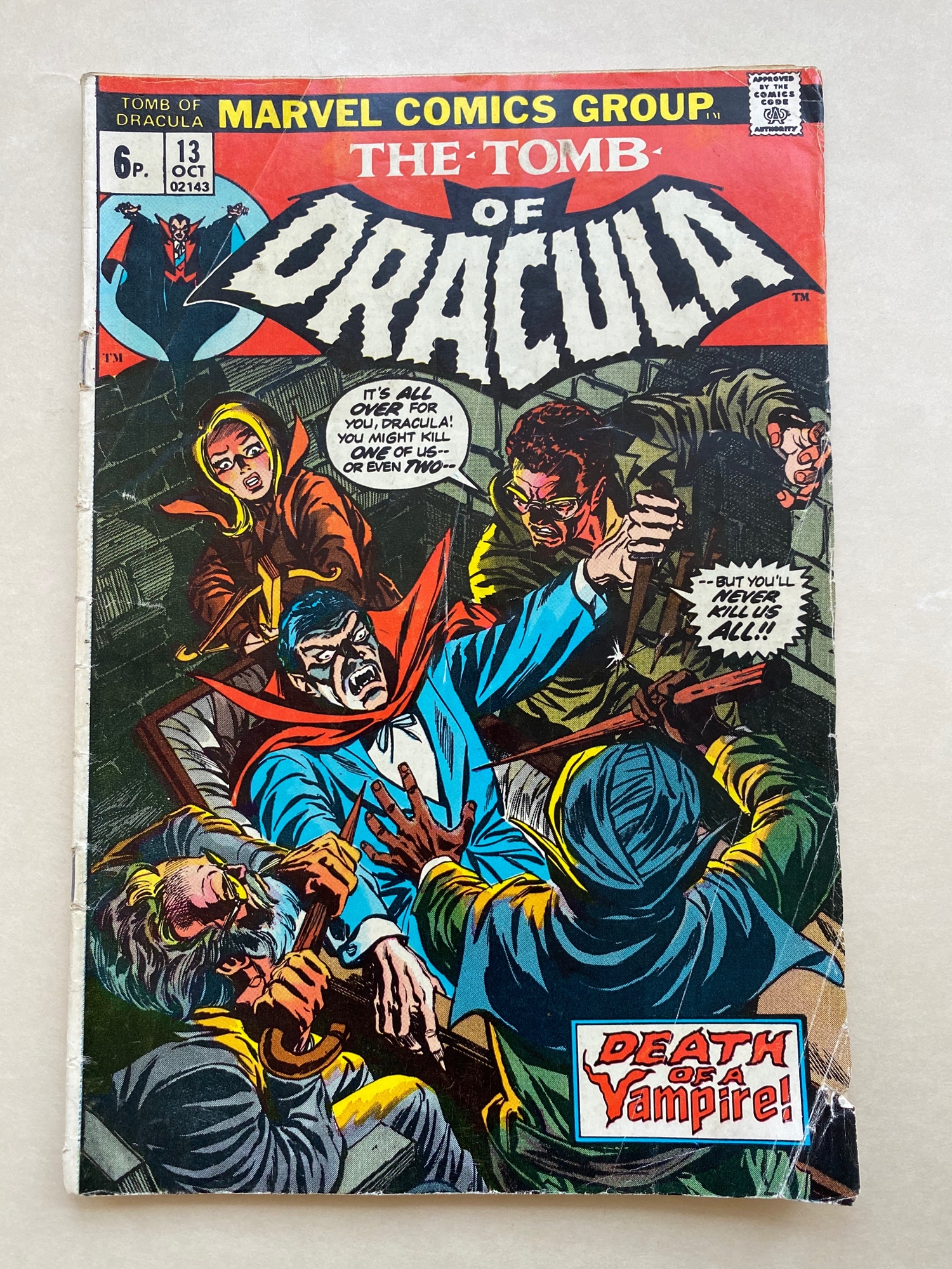 TOMB OF DRACULA #13 - (1973 - MARVEL - Pence Copy) - Origin of Blade the Vampire Slayer - Gene Colan