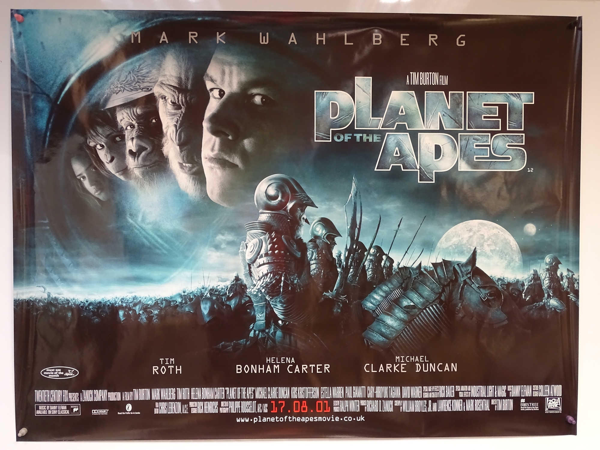 PLANET OF THE APES (2001) - MAIN MOVIE POSTER DESIGN - SCIFI / FANTASY - MARK WAHLBERG / TIM