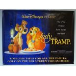 LADY AND THE TRAMP (1997 RE-RELEASE) MOVIE POSTER - WALT DISNEY / ANIMATION / FAMILY - UK QUAD