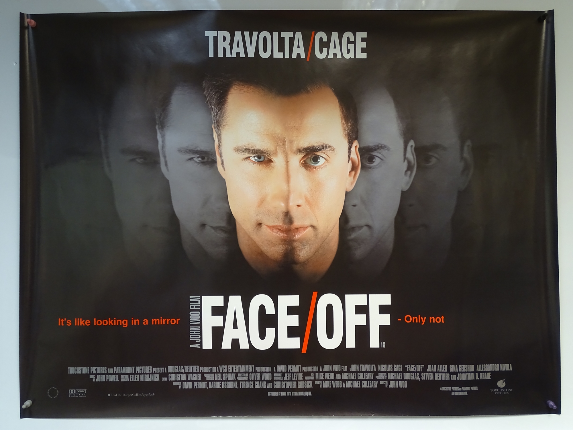 FACE/OFF (1997) - THRILLER / ACTION / CRIME - JOHN TRAVOLTA / NICOLAS CAGE - UK QUAD FILM / MOVIE