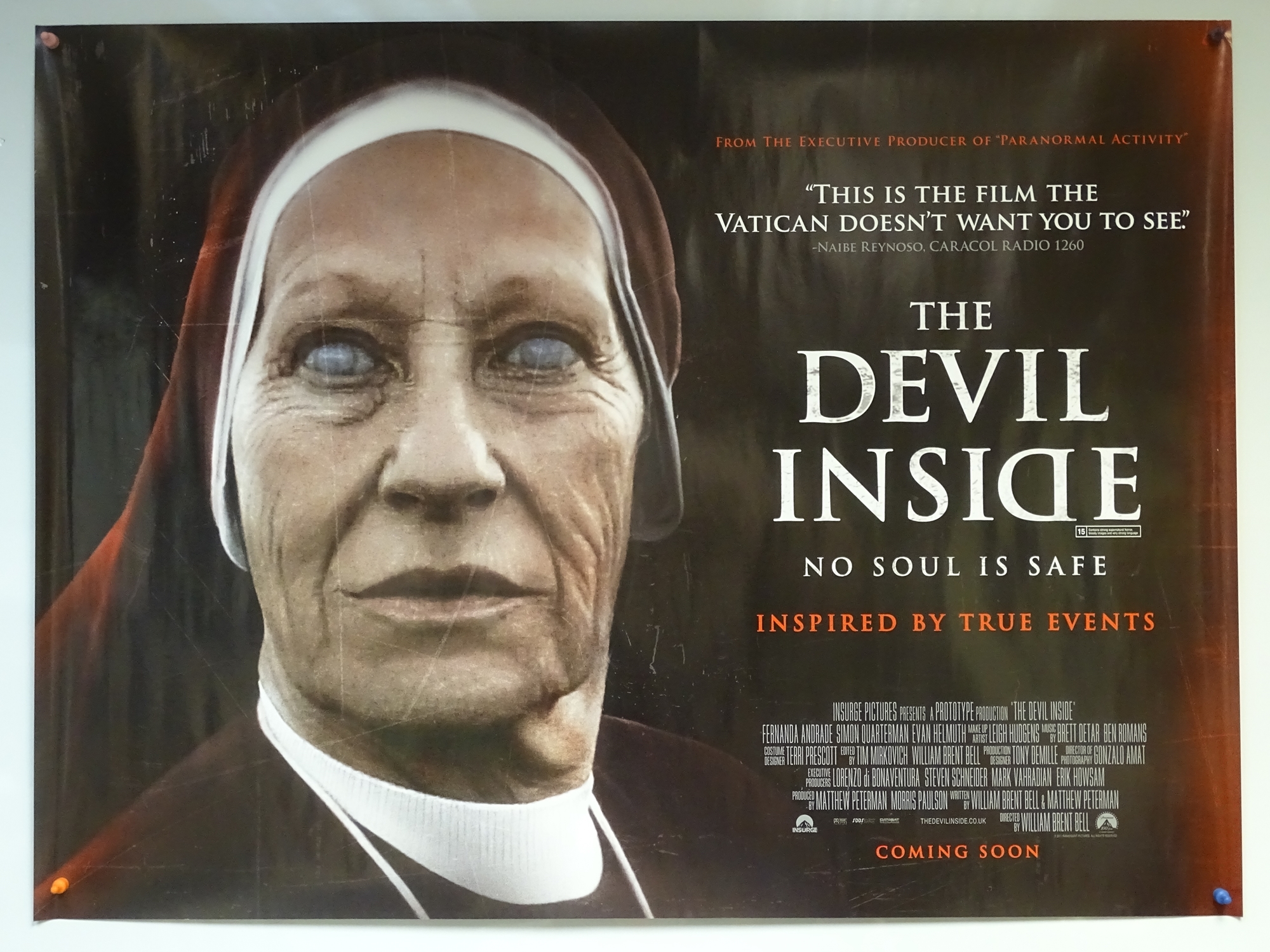 THE DEVIL INSIDE (2012) - HORROR - UK QUAD FILM / MOVIE POSTER - ROLLED AS ISSUED