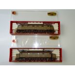 HO GAUGE MODEL RAILWAYS: A pair of Italian Outline electric locos by RIVAROSSI comprising 1444 and