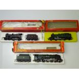 OO GAUGE MODEL RAILWAYS: A group of HORNBY steam locomotives to include: A Class 2P in LMS black,
