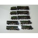 TT GAUGE MODEL RAILWAYS: A group of playworn locos by TRI-ANG to include 3 x Britannia Class with
