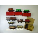 O GAUGE MODEL RAILWAYS: A group of HORNBY Series wagons as lotted - 3 boxed - F/VG in G boxes (where