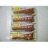 TT GAUGE MODEL RAILWAYS: A group of unbuilt KITMASTER Mark 1 coach kits in BR maroon livery - VG/E