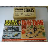 VINTAGE TOYS: A TRI-ANG Trik-Trak Daredevil set together with a Trik-Trak stunts set - G in F/G