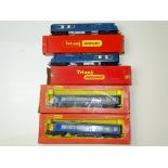 OO GAUGE MODEL RAILWAYS: Two pairs of TRI-ANG blue Pullman power/dummy cars in different versions of