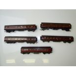 OO GAUGE MODEL RAILWAYS: A group of EXLEY coaches all in LMS livery - F/G (unboxed) (6)