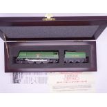 OO GAUGE MODEL RAILWAYS: A Hornby R320 West Country Class steam locomotive in SR green livery 'Exete