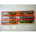 OO GAUGE MODEL RAILWAYS: A group of Pullman coaches by HORNBY together with a similar WRENN