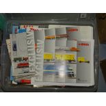 Z GAUGE MODEL RAILWAYS: A large plastic crate full of catalogues by MARKLIN and others, mostly