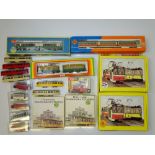 HO GAUGE MODEL RAILWAYS: A tray of trams and tram kits by ROCO, MEHANO, BRAWA and others - G/VG in G