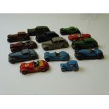 DINKY: A group of playworn DINKY cars as lotted - repainting apparent to a few - F/G (unboxed) (13)
