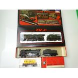 HO GAUGE MODEL RAILWAYS: A pair of French Outline steam locos by JOUEF and a sealed wagon - G/VG