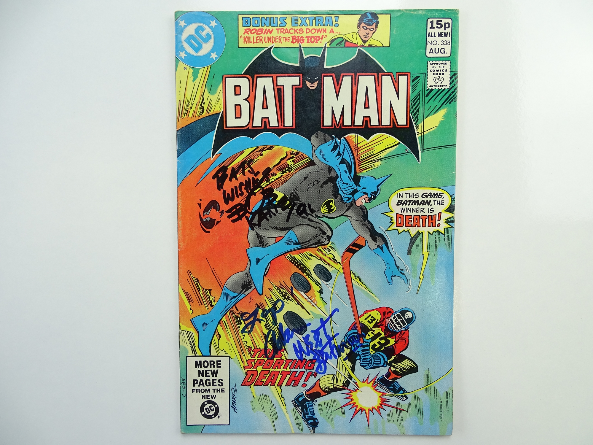BATMAN # 338 - SIGNED - (1981 - DC - Pence Copy) - SIGNED - Signed (to front cover) dated and