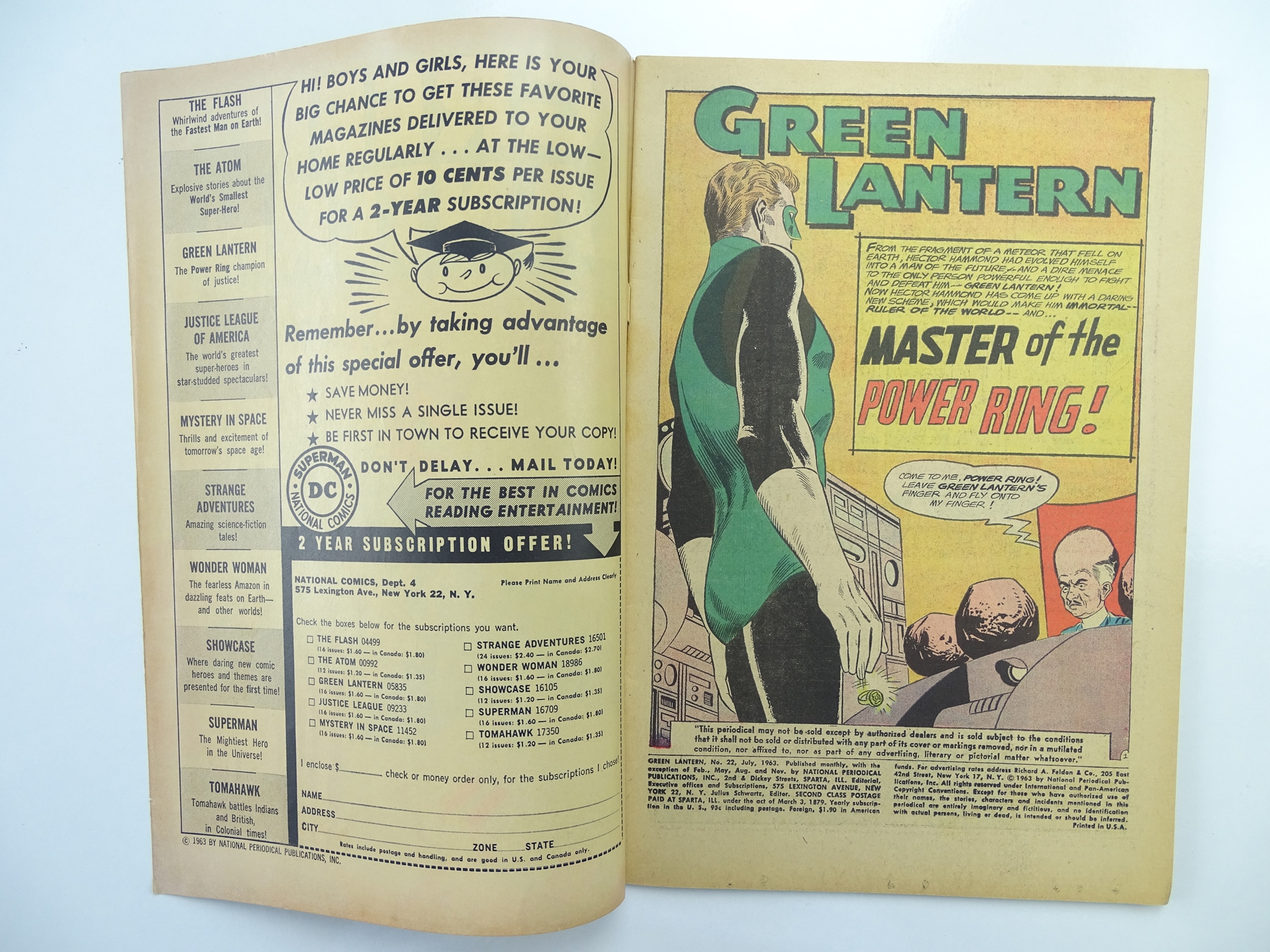 GREEN LANTERN # 22 - (1963 - DC - Cents Copy) - Hector Hammond appearance + Jordan Brothers backup - Image 3 of 7